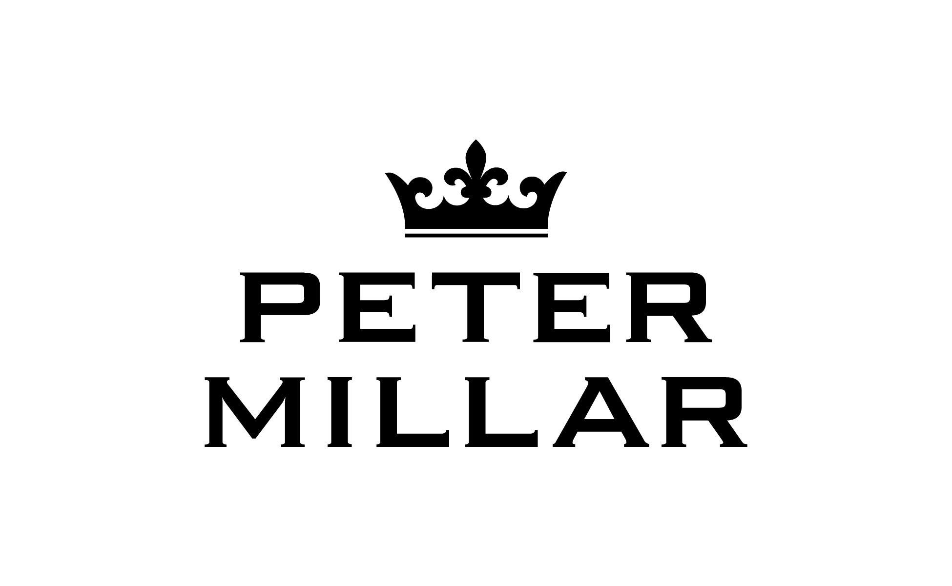 A black and white image of the name peter millar